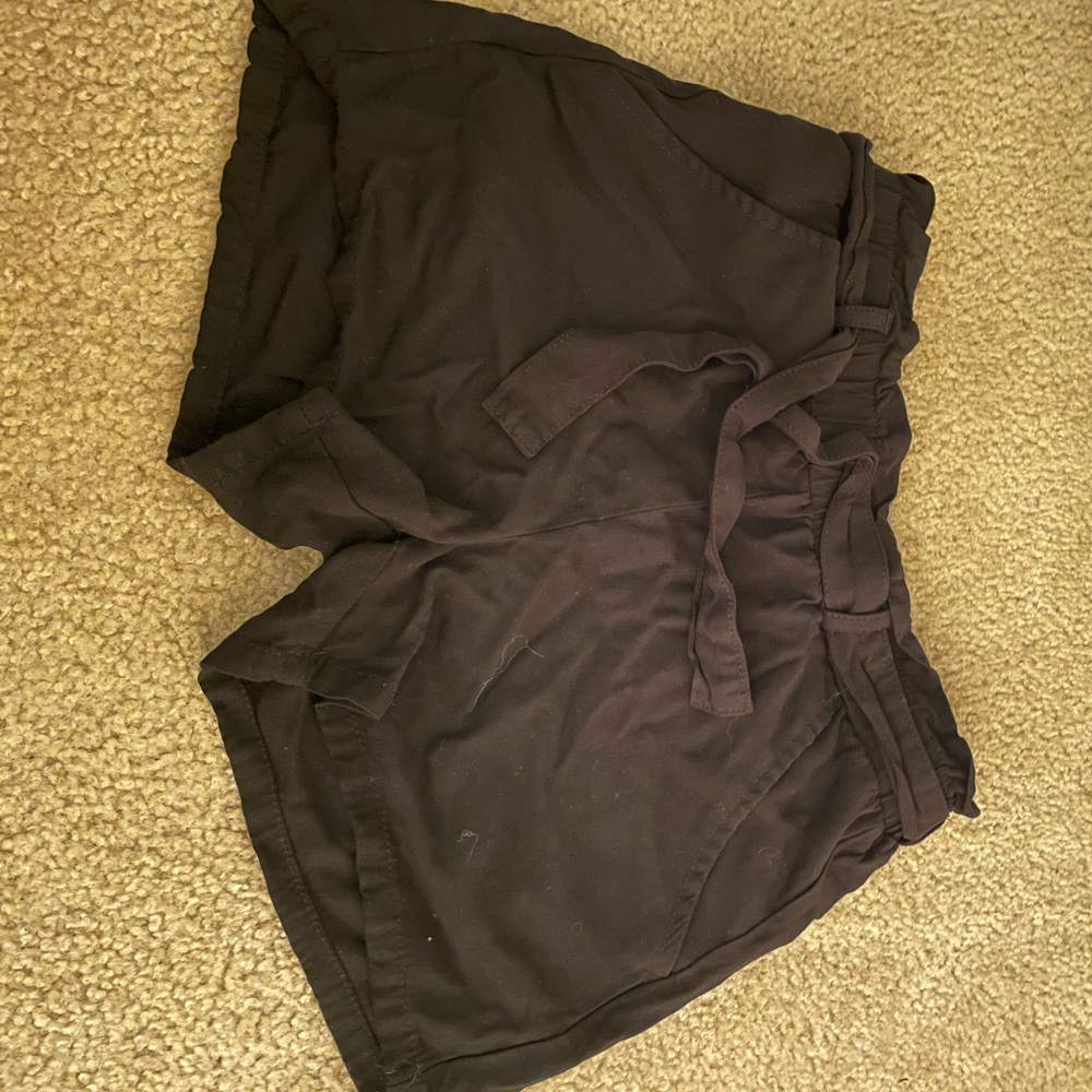 Black Paper Bag Waist Shorts